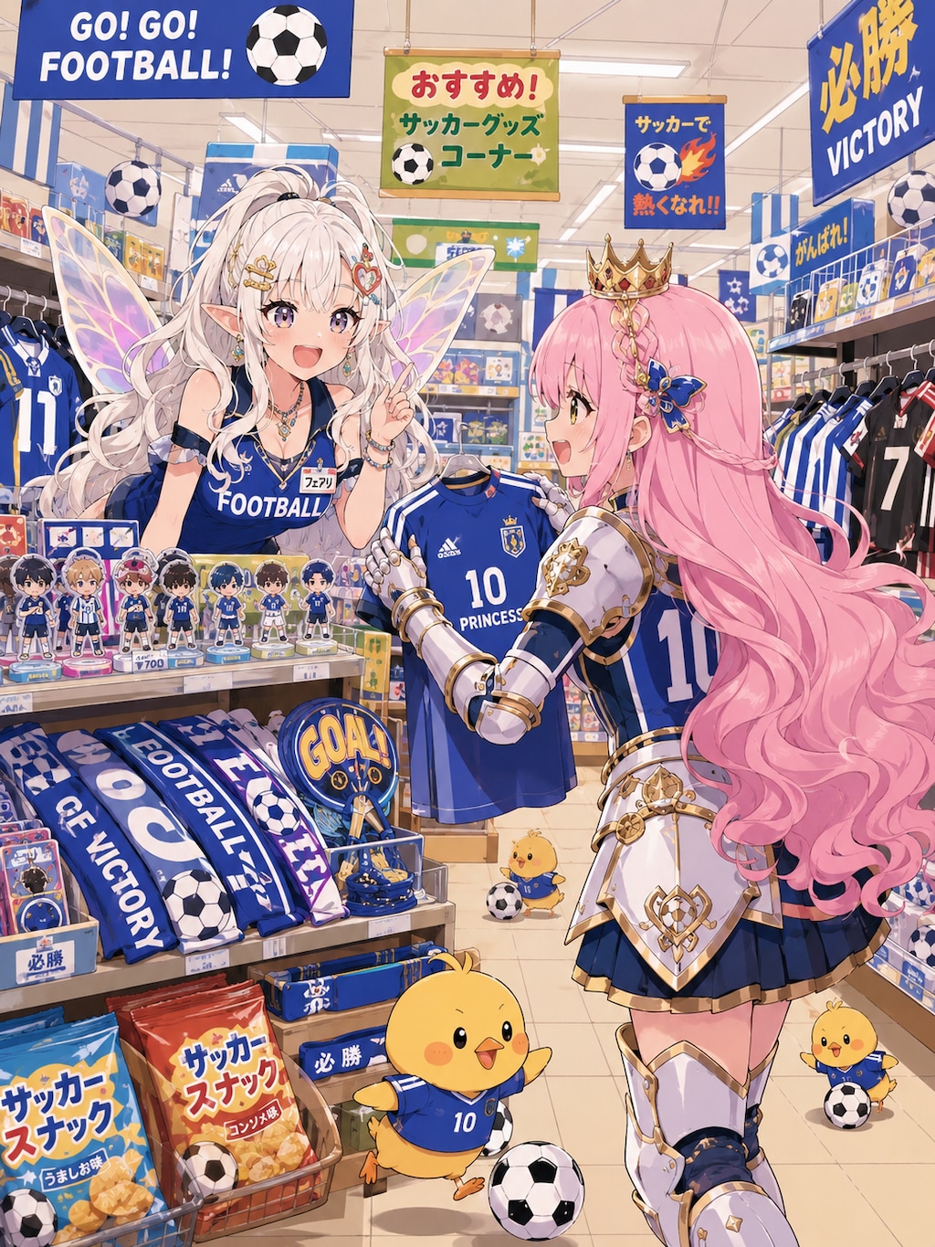 白髪の妖精店員とピンク髪の姫騎士