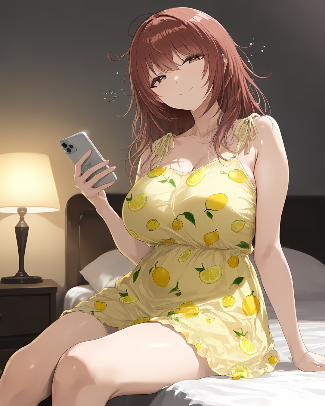 【おやすみ】レモン柄ルームウェアでまったりベッドサイド🍋📱