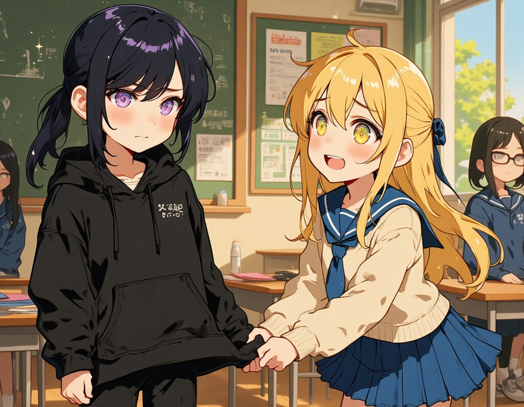 【樹海のかみさま】教室の喧騒、漆黒と黄金の約束