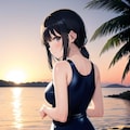 夕日と競水 3枚目