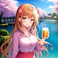 桜とビール 4枚目