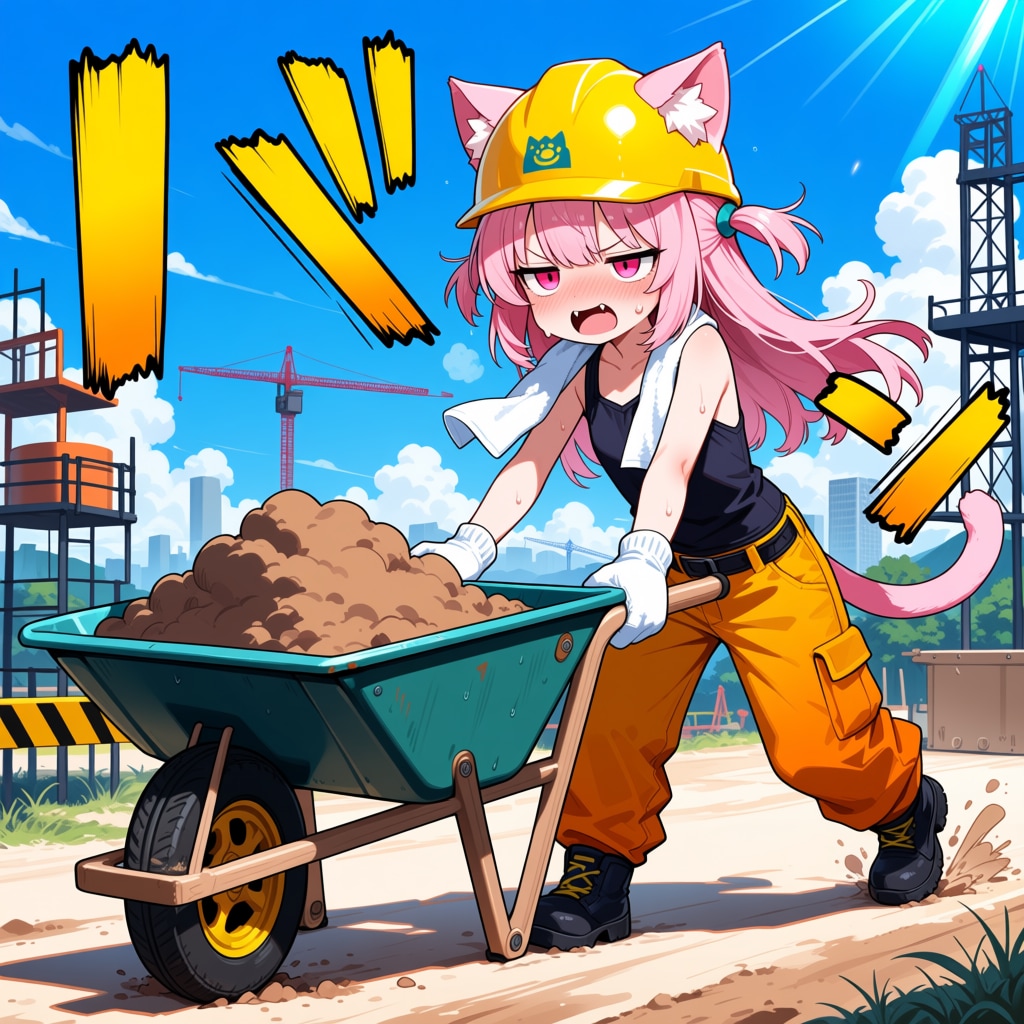 工事現場でアルバイトをするねこちゃん！！