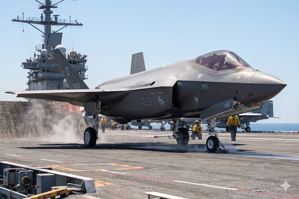 発艦を待つF-35ライトニングⅡ