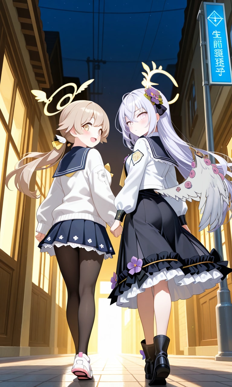 ヒフミとアズサ　振り向き3 | の人気AIイラスト・グラビア