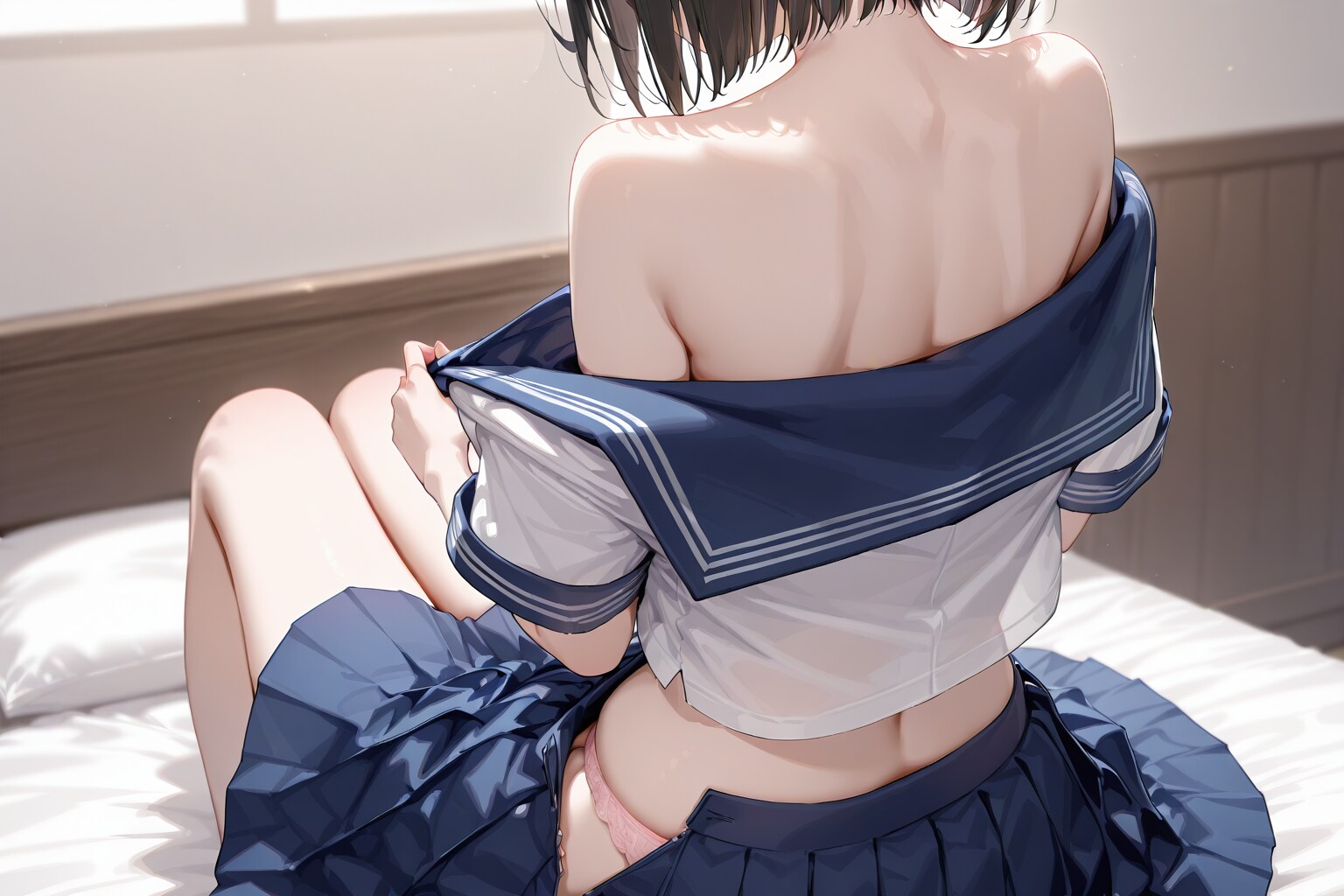 脱ぎかけセーラー服