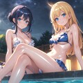 プールサイドの月と少女 2枚目