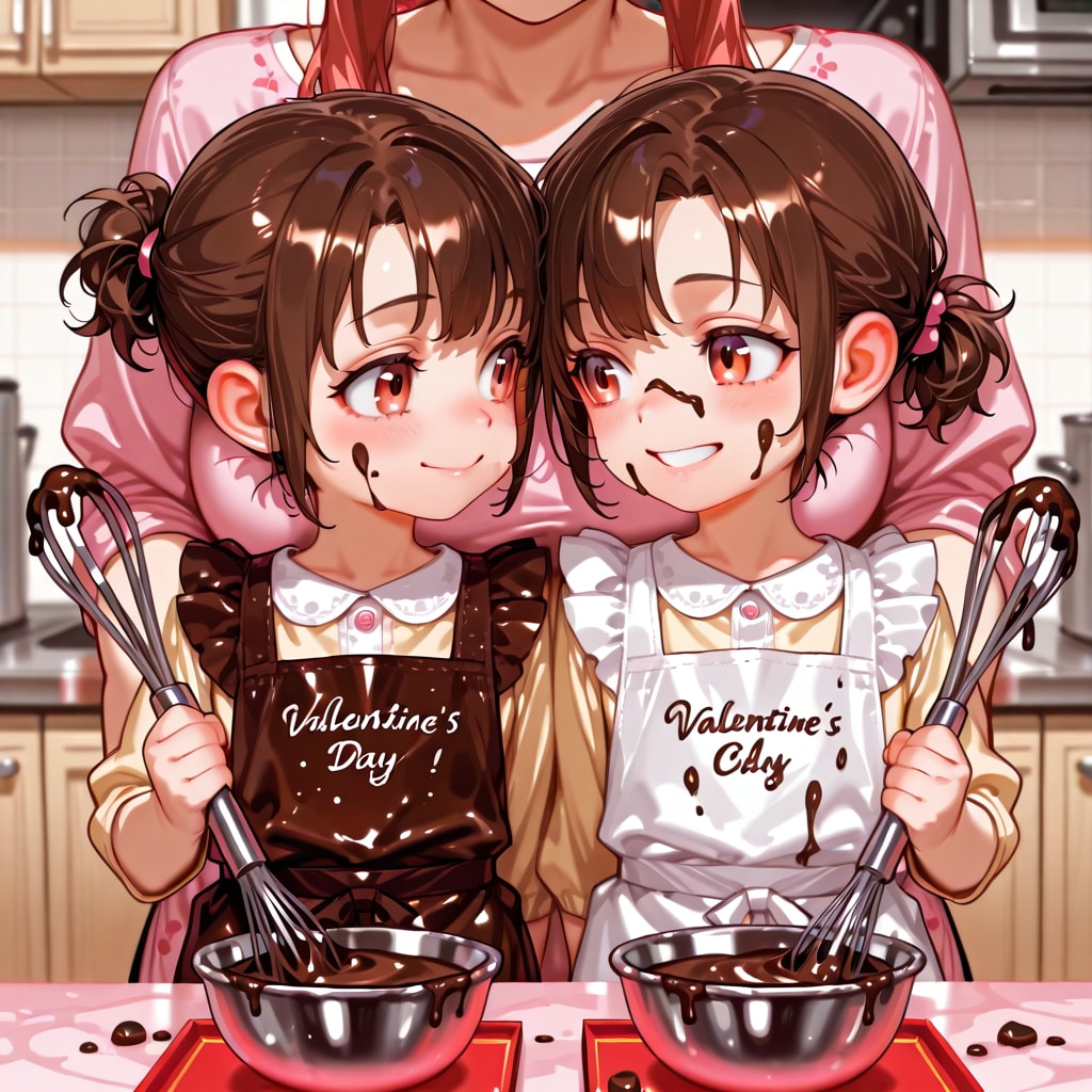 親子のチョコ作り
