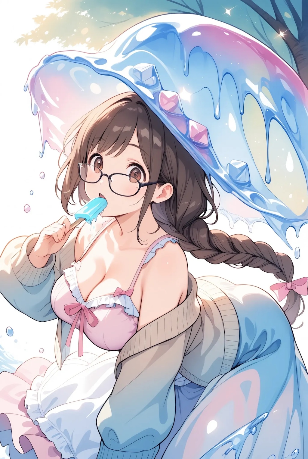 アイスが とけおちた