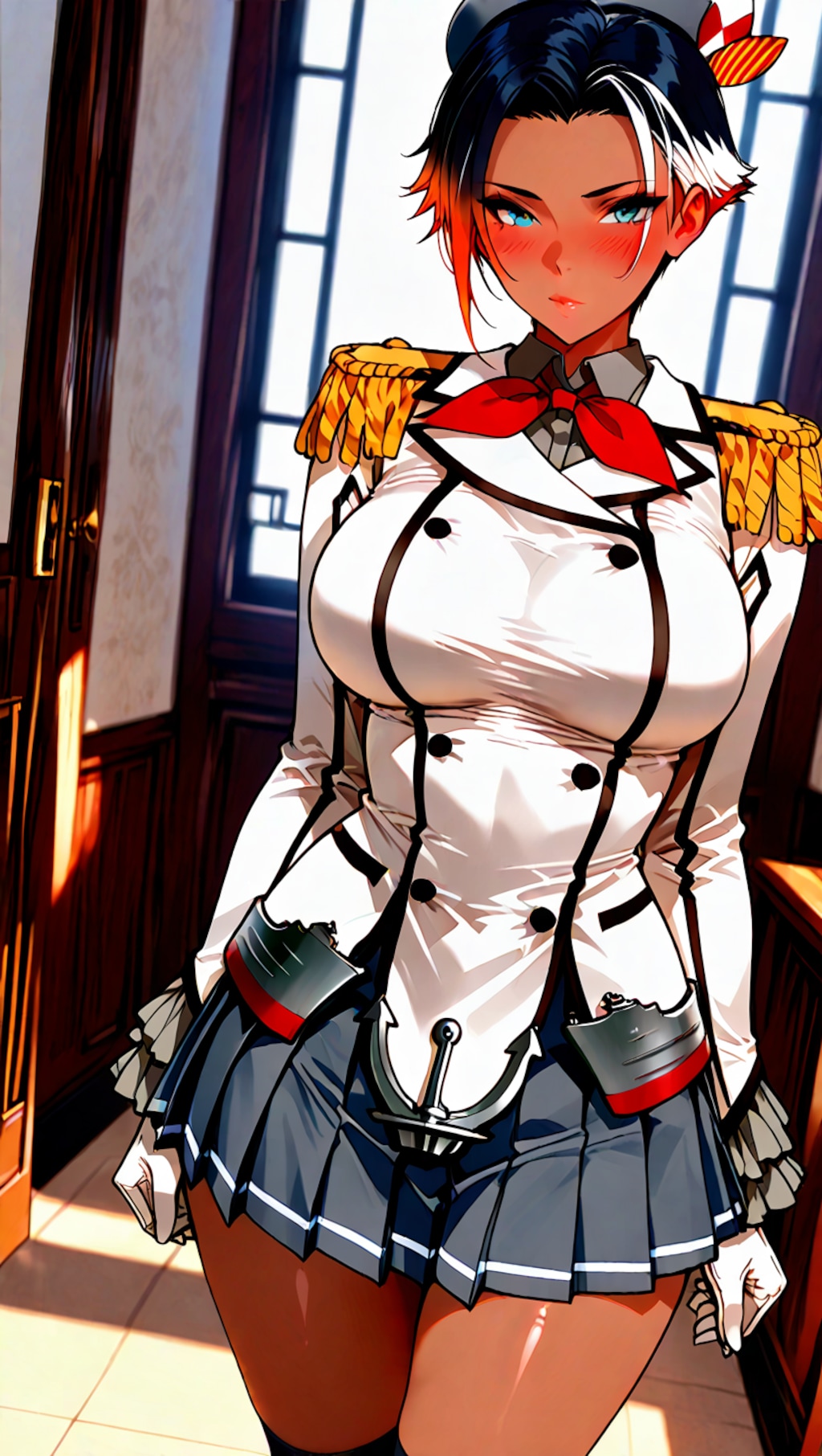 艦隊これくしょん・鹿島のコスプレしたショートヘアっ娘2