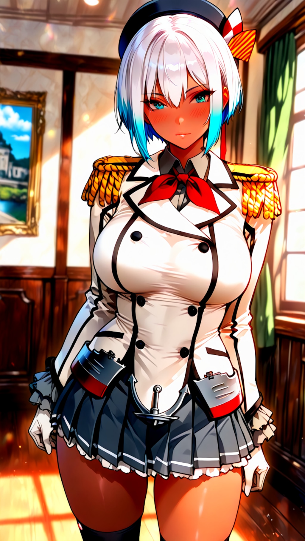 艦隊これくしょん・鹿島のコスプレしたショートヘアっ娘2