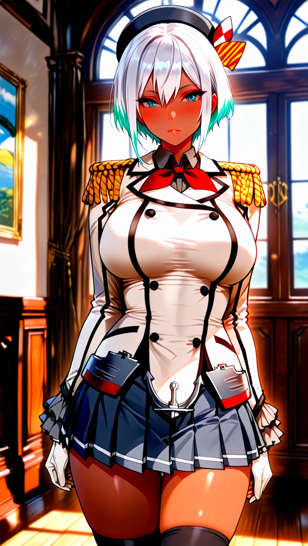 艦隊これくしょん・鹿島のコスプレしたショートヘアっ娘2