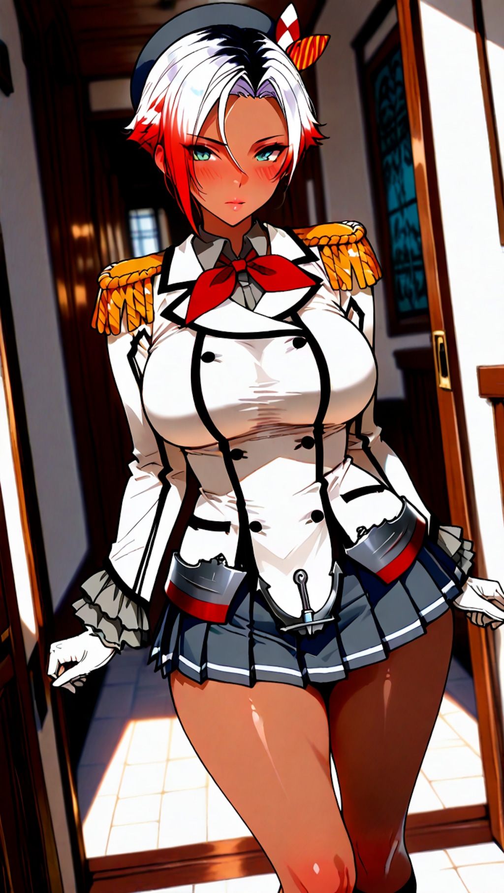 艦隊これくしょん・鹿島のコスプレしたショートヘアっ娘2