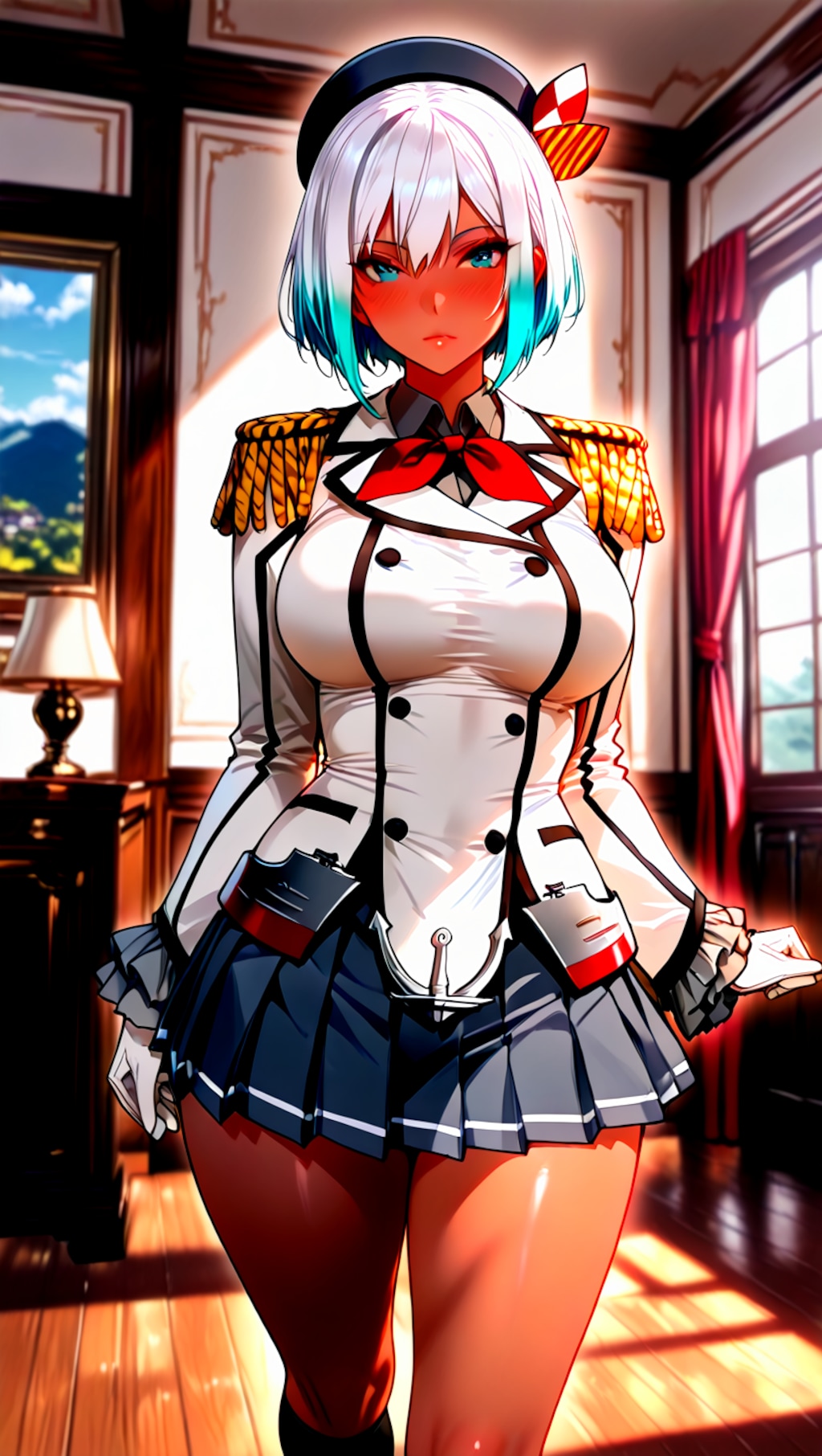 艦隊これくしょん・鹿島のコスプレしたショートヘアっ娘2