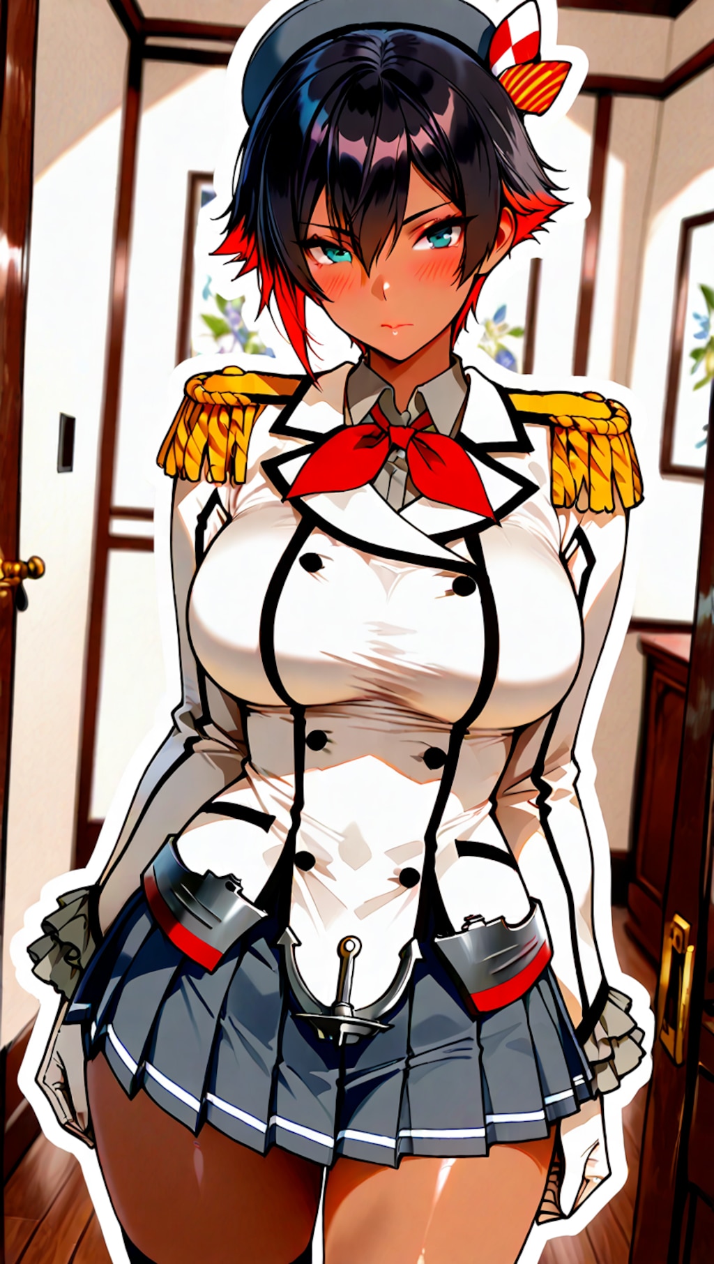 艦隊これくしょん・鹿島のコスプレしたショートヘアっ娘2