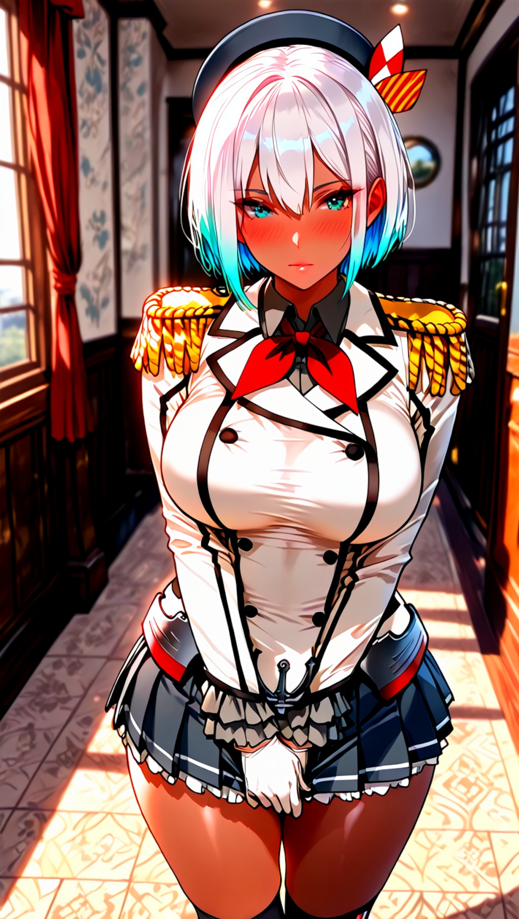 艦隊これくしょん・鹿島のコスプレしたショートヘアっ娘2