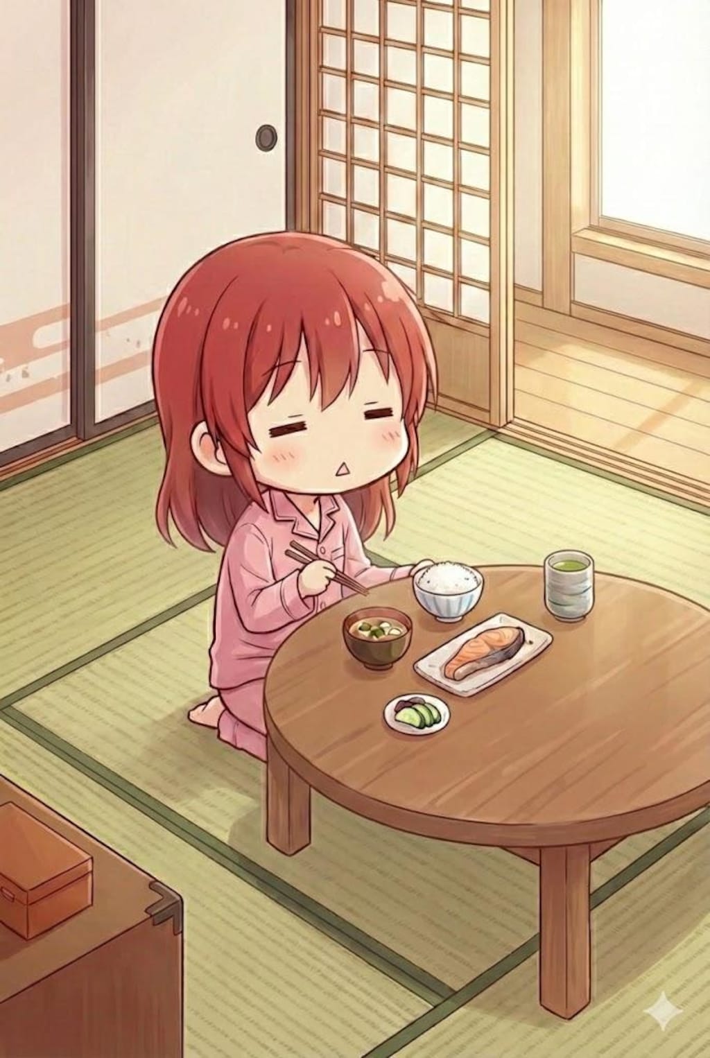 起き抜けのジト目先生 Z129