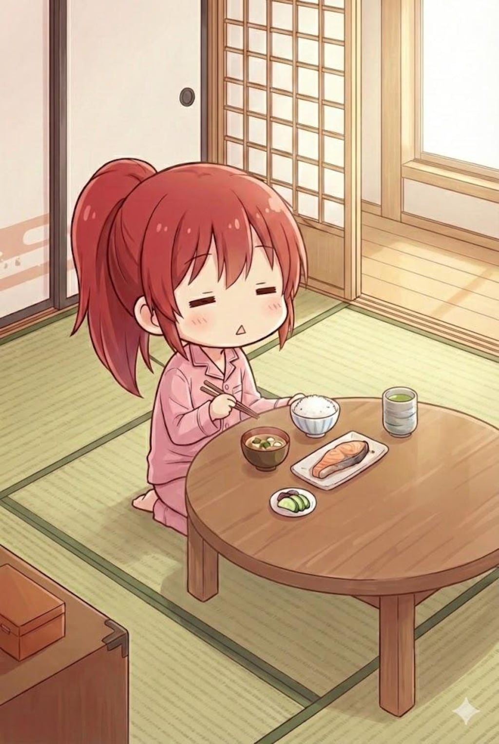 起き抜けのジト目先生 Z129