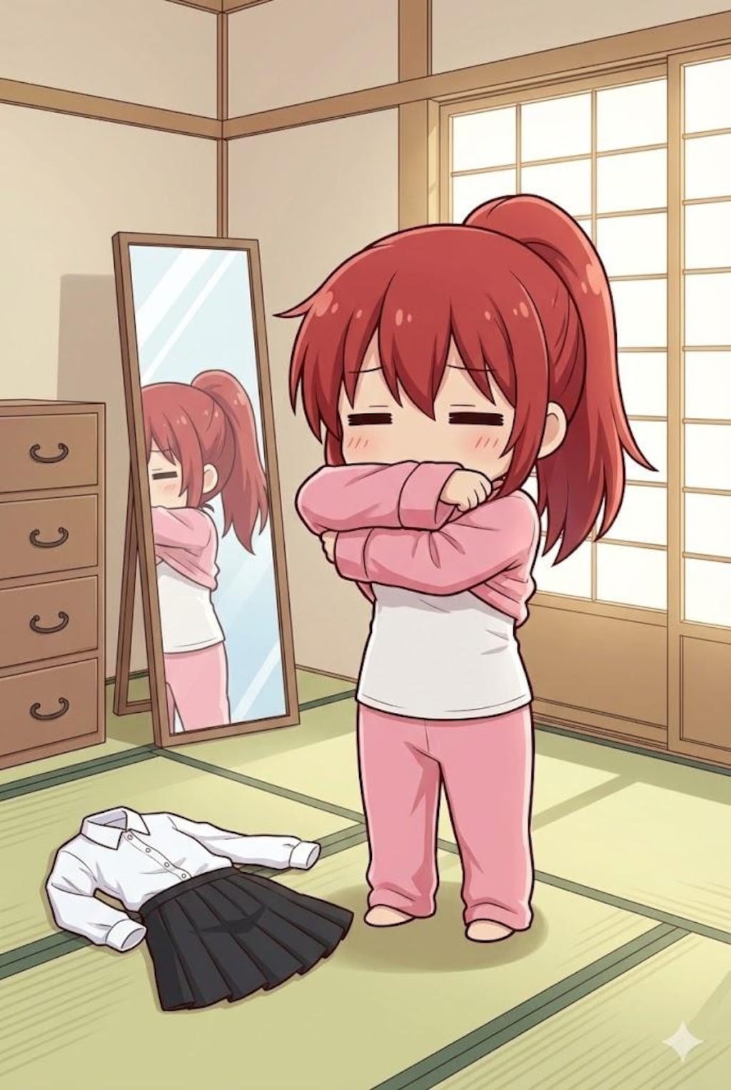 起き抜けのジト目先生 Z129