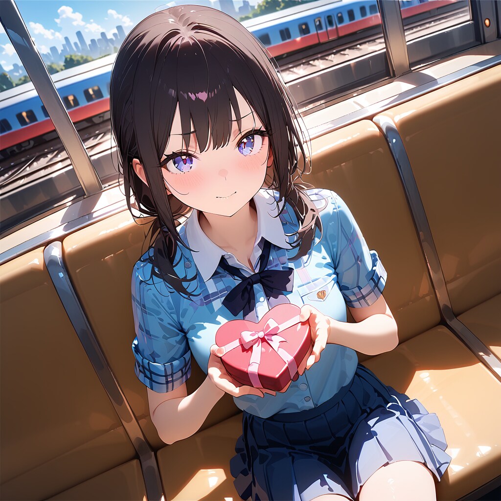 朝一、車内で