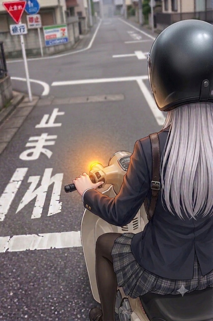 原付で曲がる