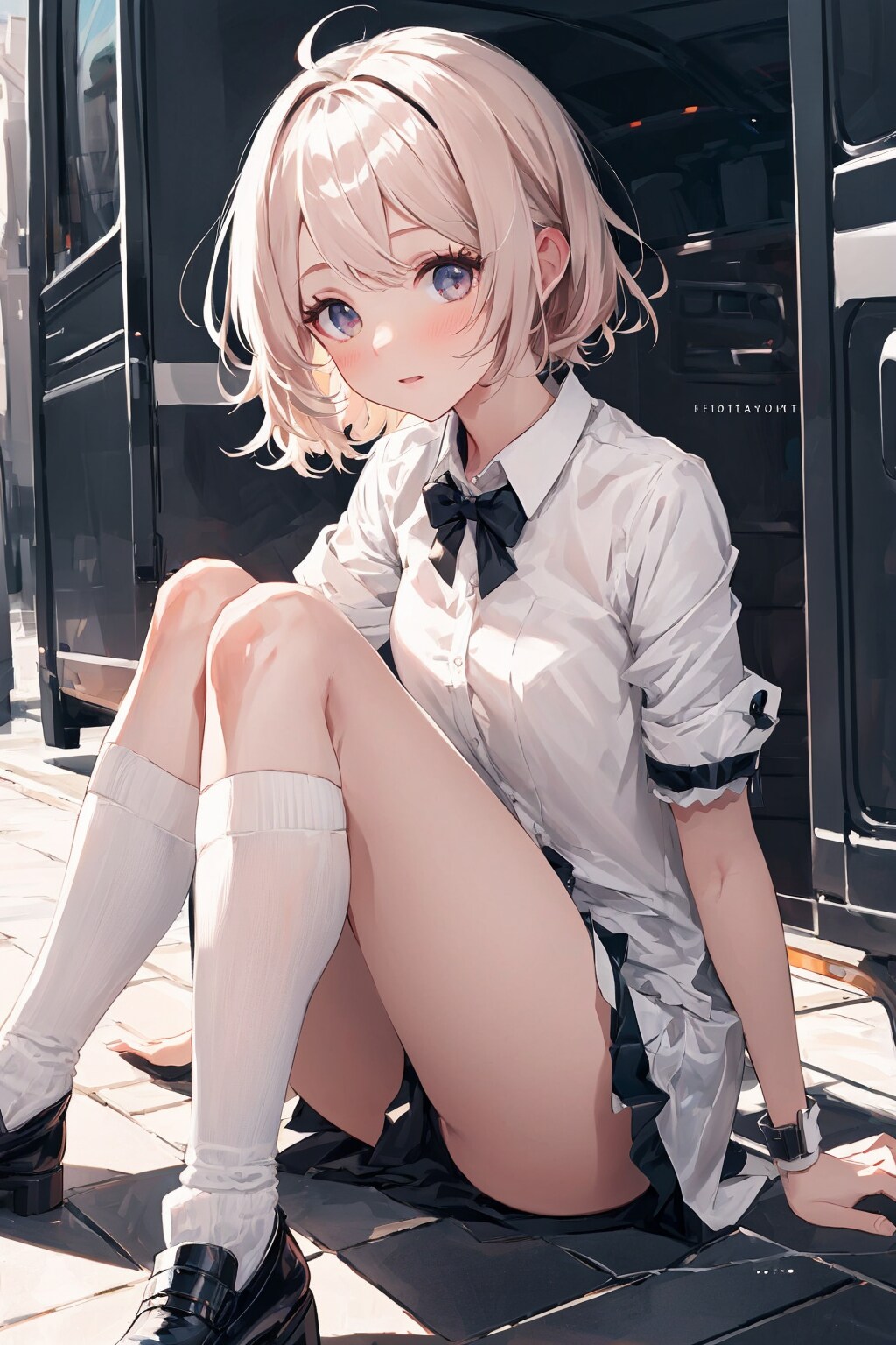 座り込んでる女子高生ちゃん
