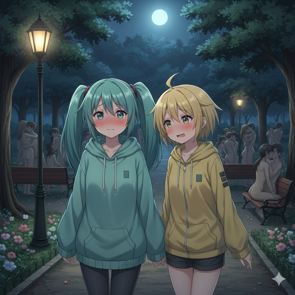 ミクさん リンさんは噂の公園に💕