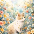 お花とにゃんこ 2枚目