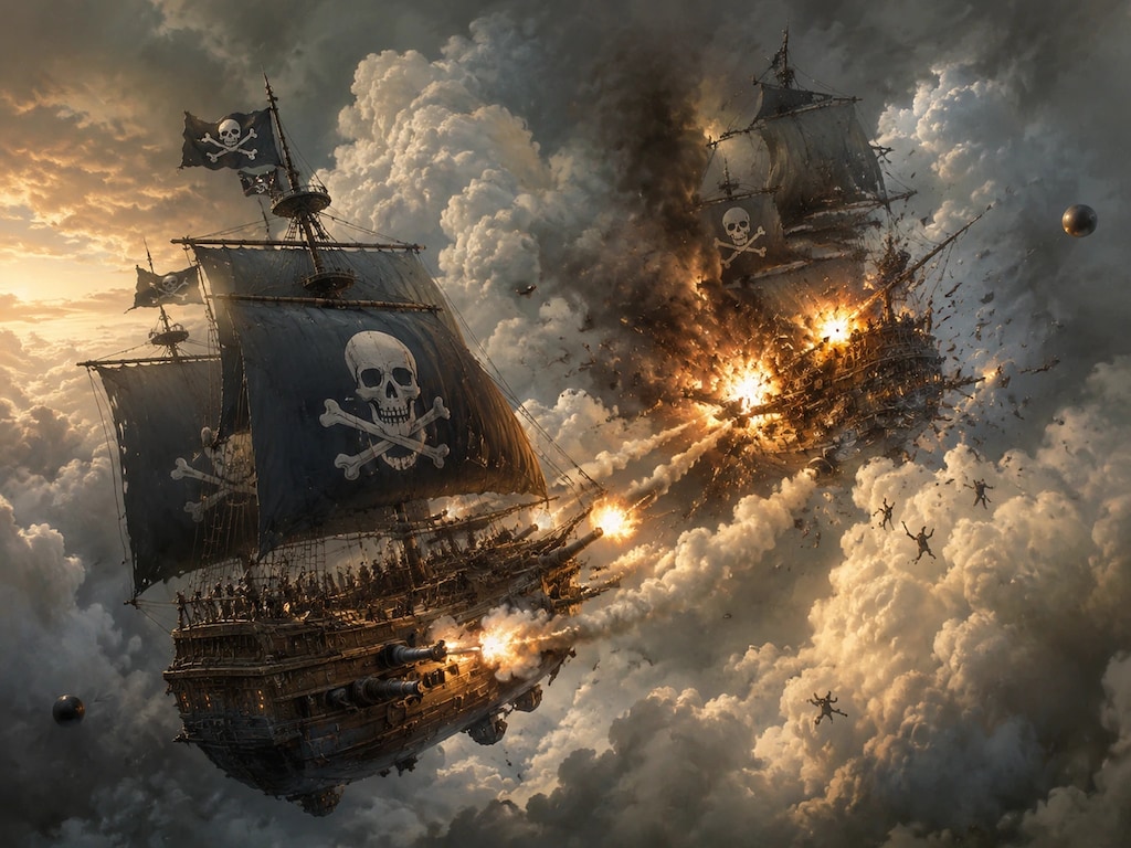 空中海賊の砲撃戦