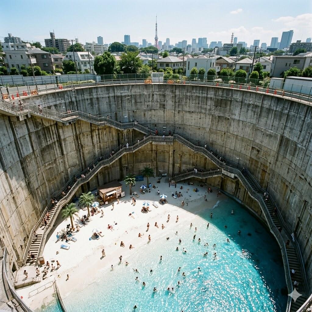 町の深い穴のビーチ