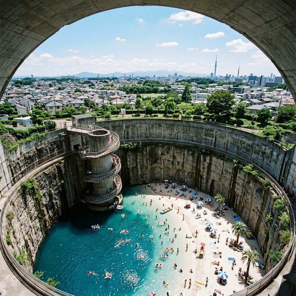町の深い穴のビーチ