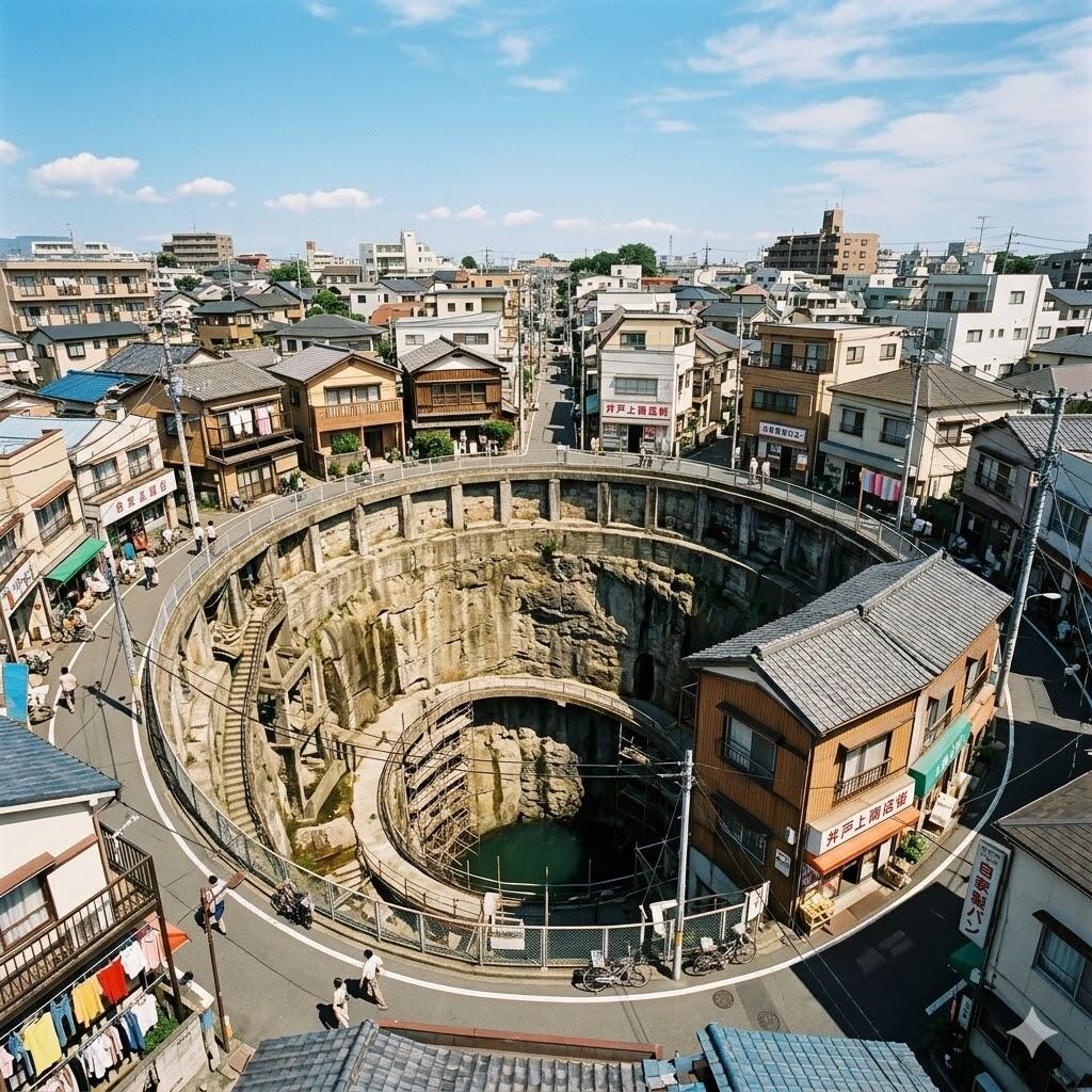 町の深い穴のビーチ