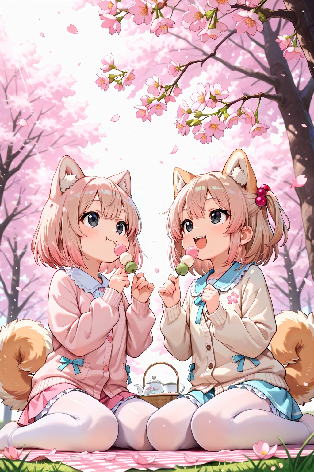 公園の芝生でしばしばお花見