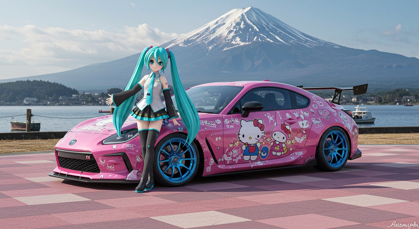 初音ミクとハローキティGR86 | の人気AIイラスト・グラビア