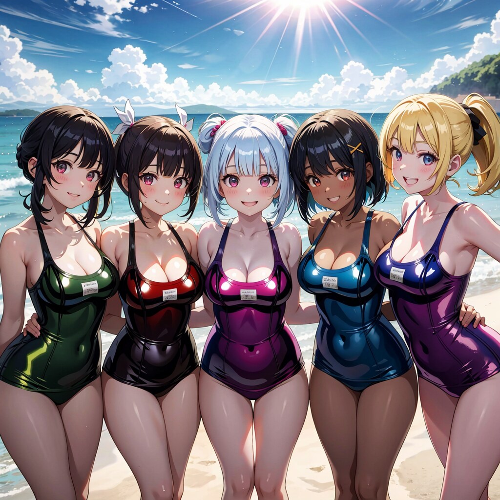 海辺のスク水JK