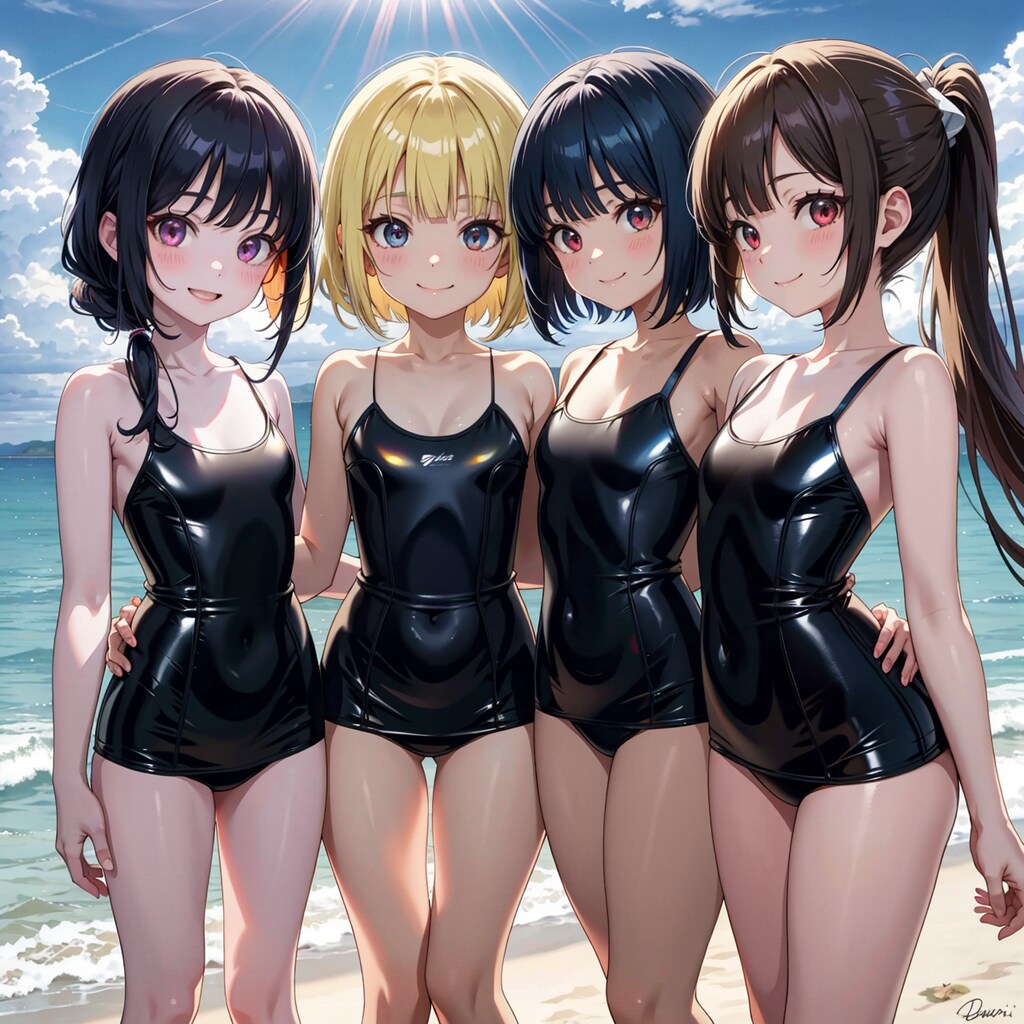 海辺のスク水JK