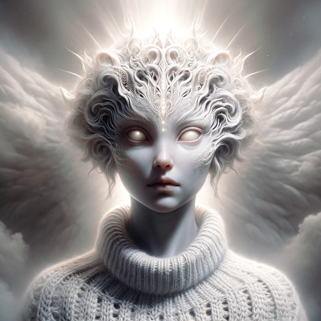 ニットを着させられて困惑している超越者8