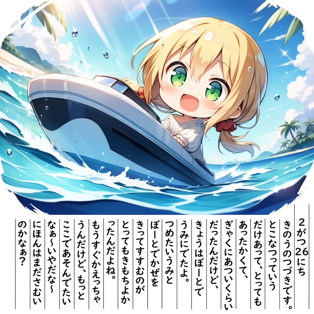 【絵日記】ぼーとにのったよ