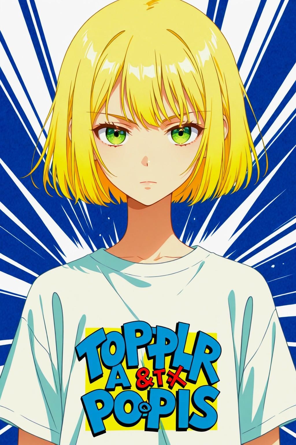 ポップな、ホワイトTシャツお姉やん