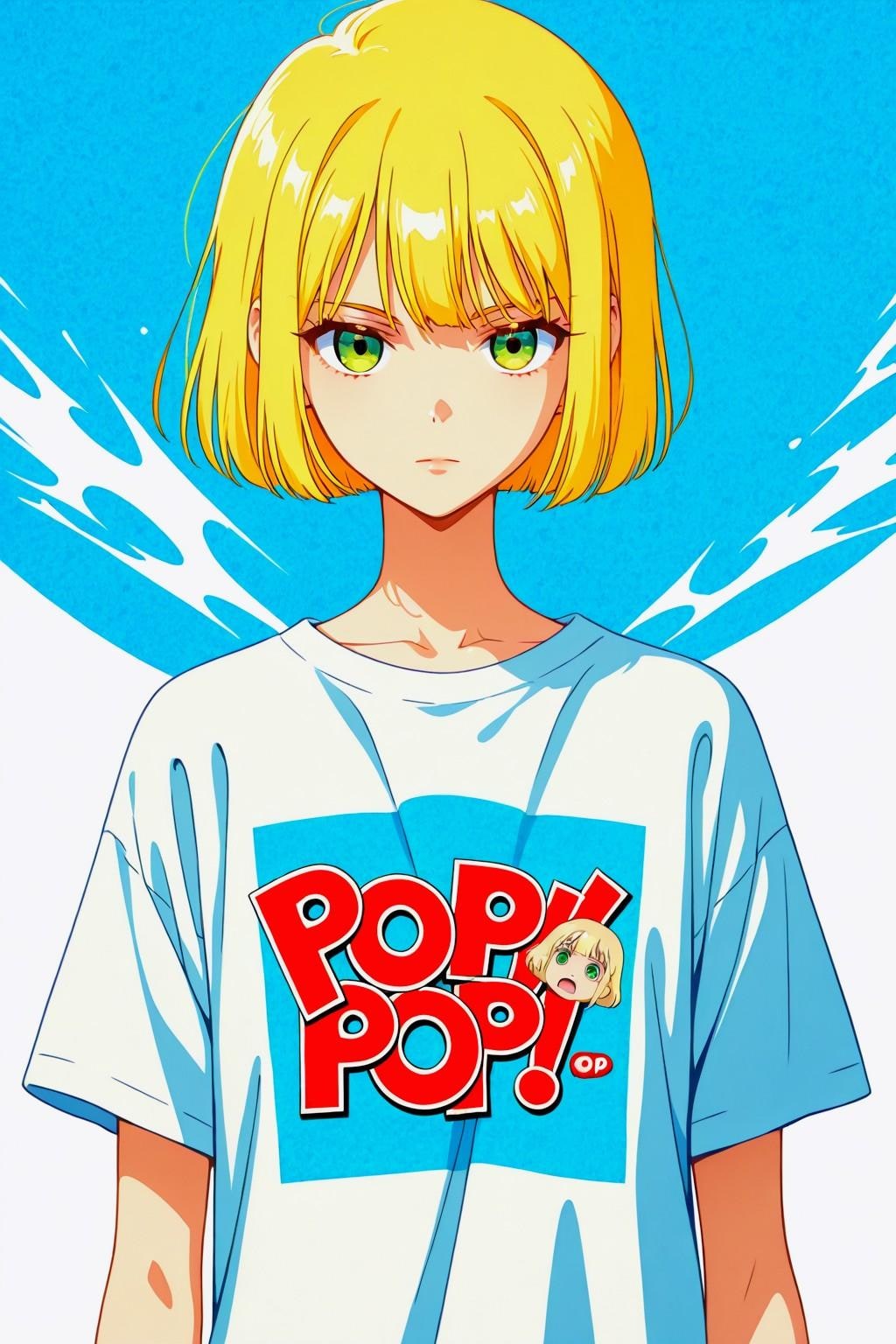 ポップな、ホワイトTシャツお姉やん