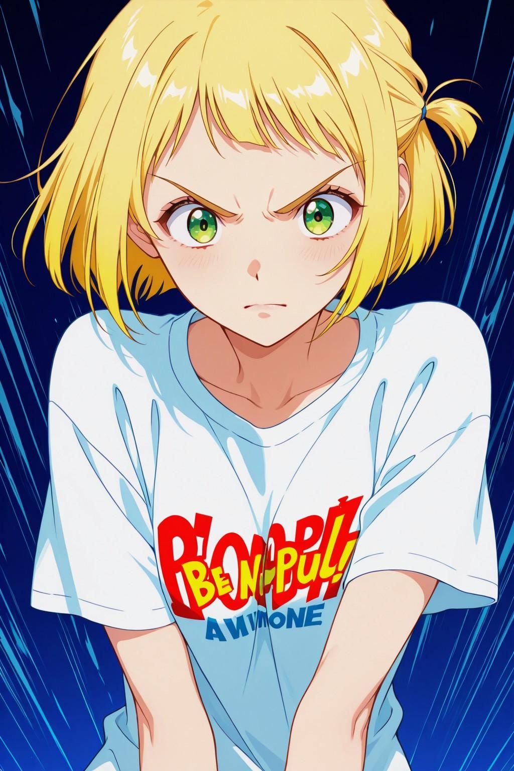 ポップな、ホワイトTシャツお姉やん
