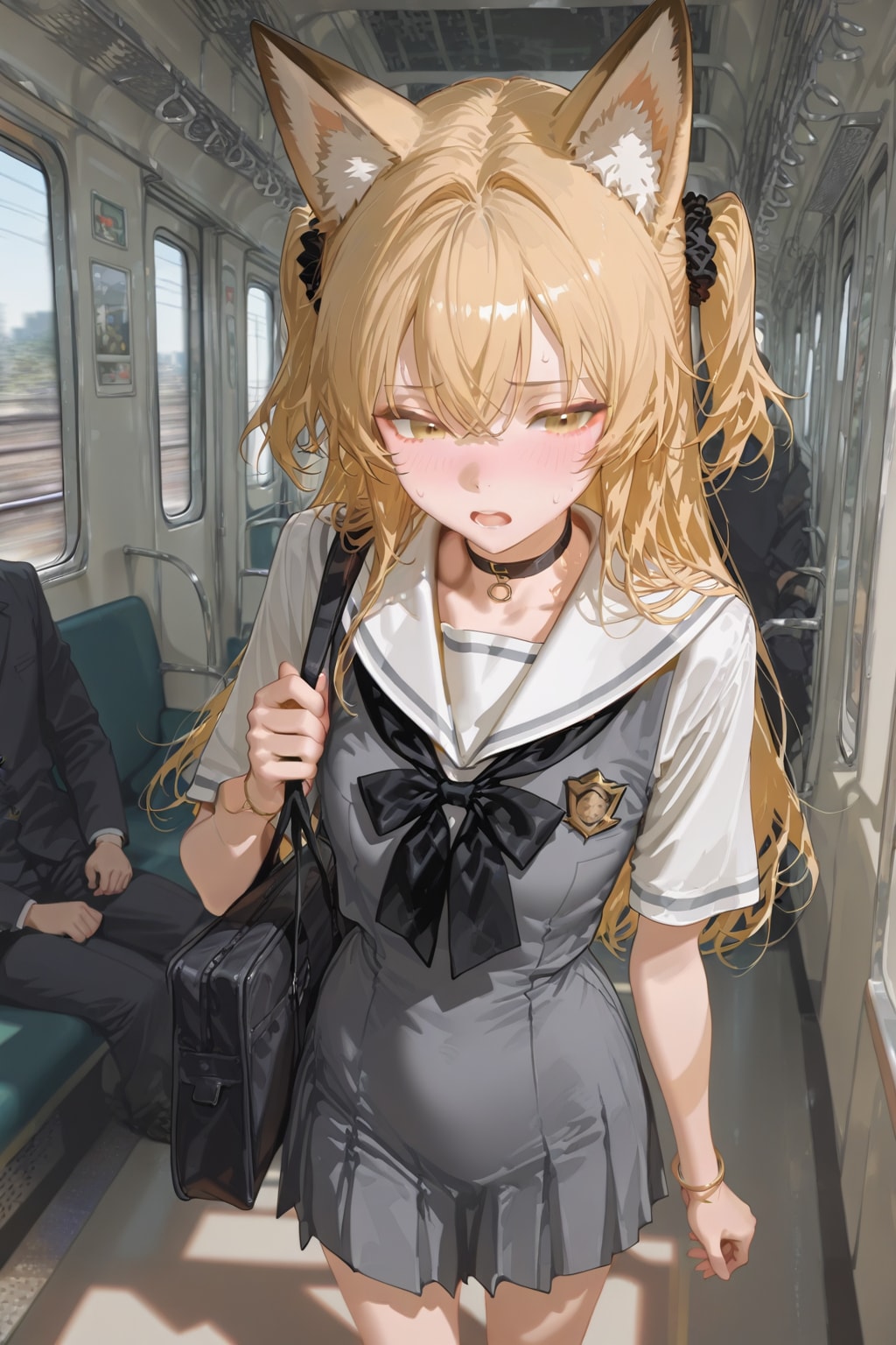 電車内で他人の便意を受け継ぐ能力 | の人気AIイラスト・グラビア