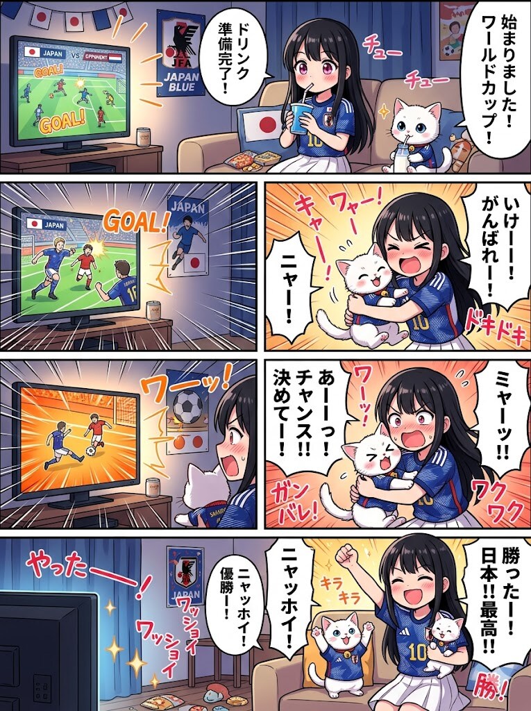ねこたんとサッカー観戦