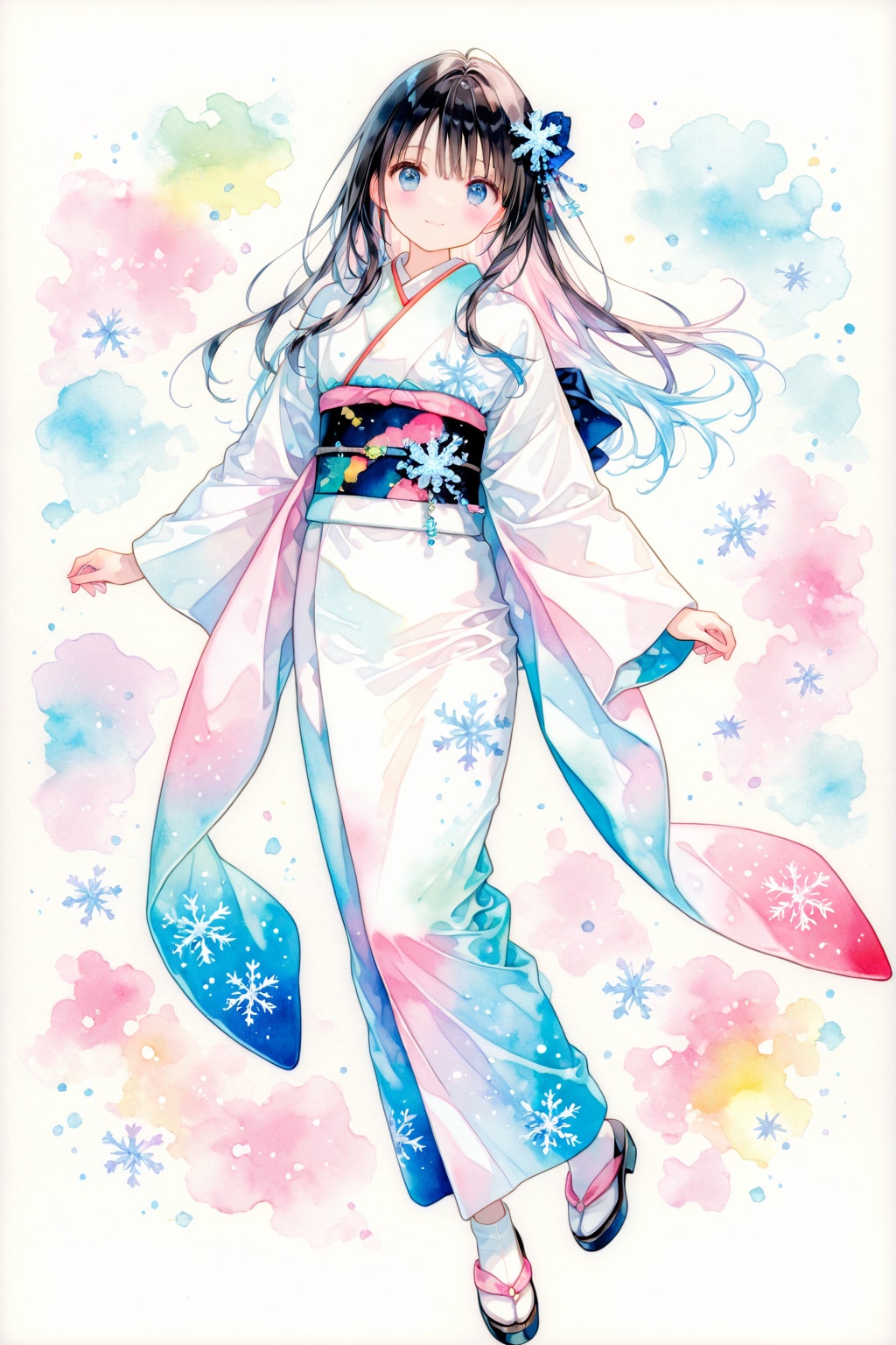 着物姿の少女(水彩タッチ)(DIRT)