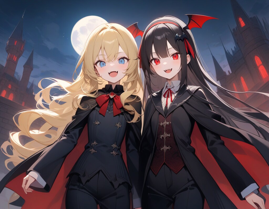 ちちぷいちゃんとししょちゃんヴァンパイア衣装でツーショット