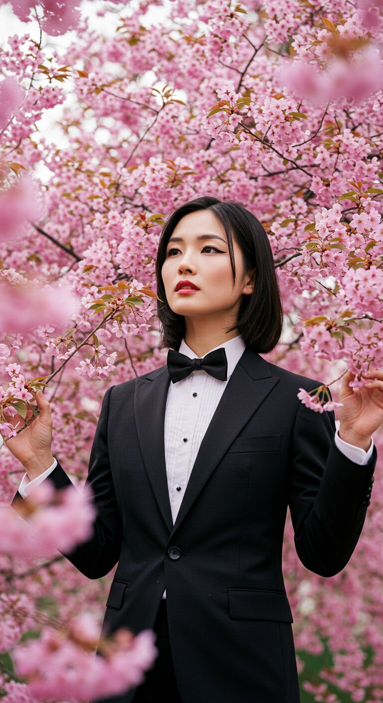 タキシード女子の花見