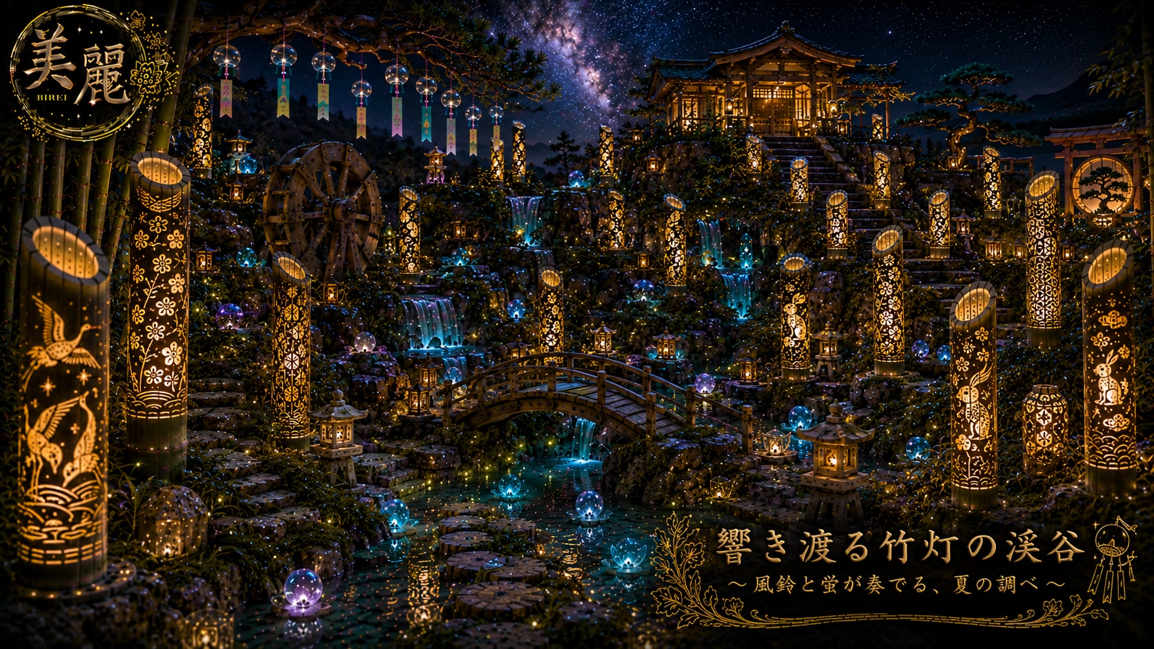 Bamboo Lanterns with Openwork Carving / 竹灯り・透かし彫りアート #patreon #ChatGPT #customGPT #GPTs  #美麗 #竹灯り #b | の人気AIイラスト・グラビア