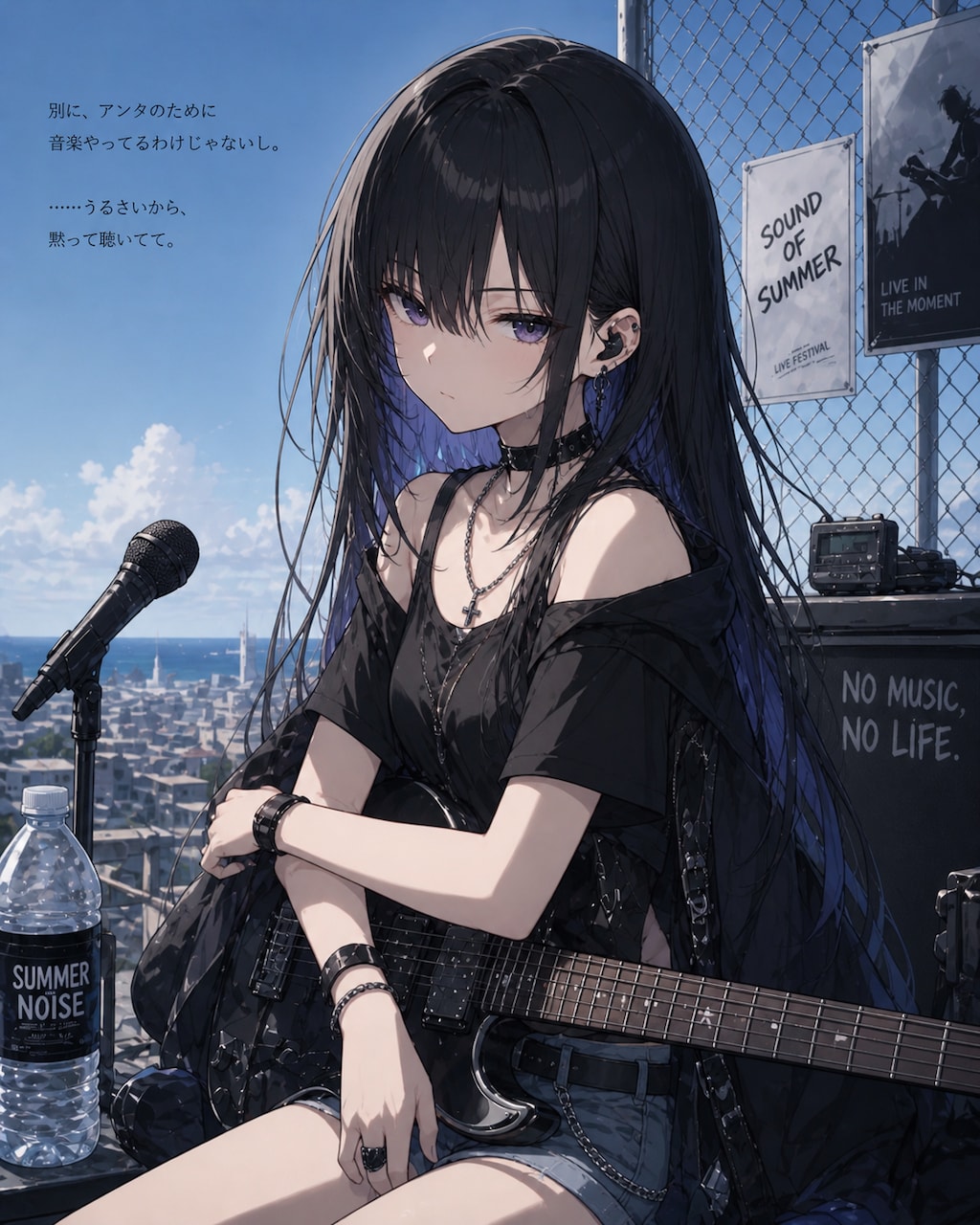 屋上での音楽と風