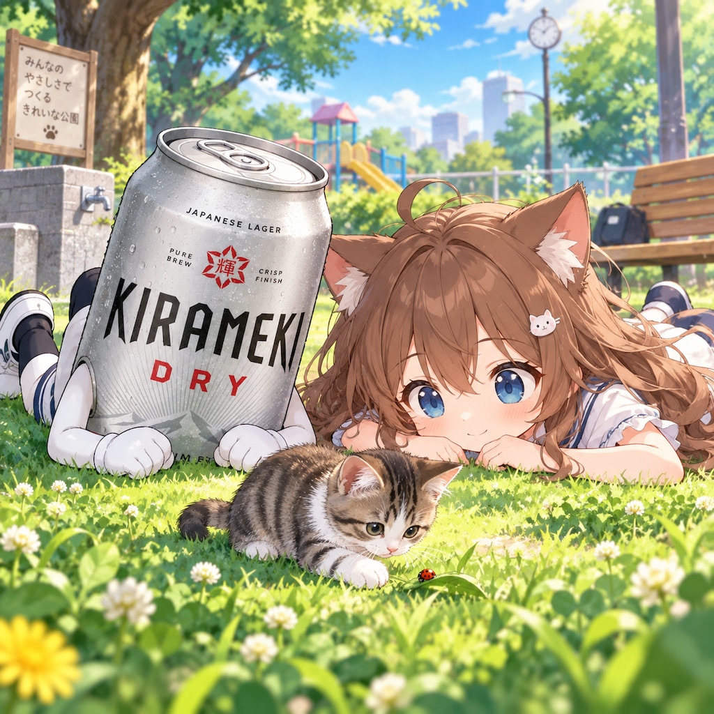 ネコを眺める小さな女の子