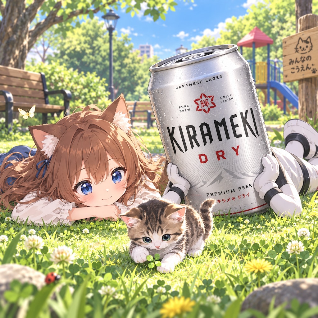 ネコを眺める小さな女の子