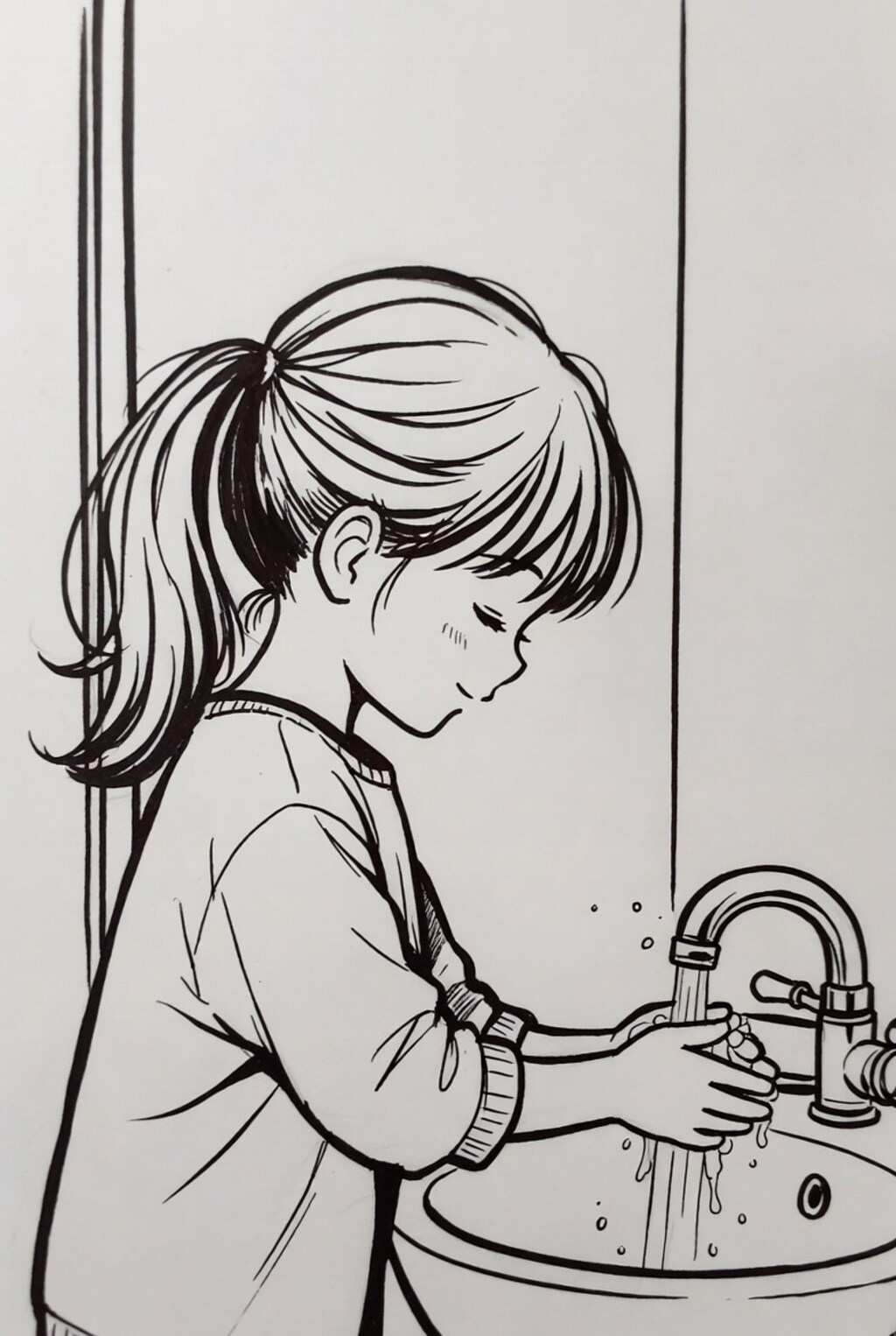 手を洗う女の子